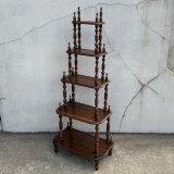 VINTAGE ANTIQUE BOOKSHELF ヴィンテージ アンティーク 棚 ブックシェルフ オープンシェルフ キャビネット 本棚 / ディスプレイ棚 飾り棚 陳列棚 収納 家具 木製 ブラウン 店舗什器 アメリカ