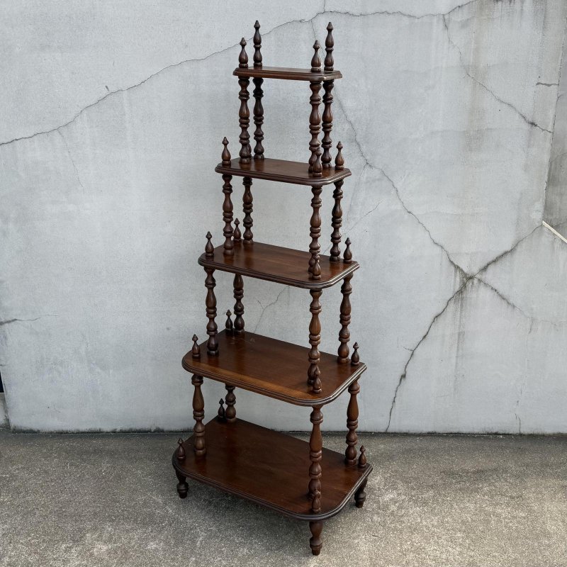 画像1: VINTAGE ANTIQUE BOOKSHELF ヴィンテージ アンティーク 棚 ブックシェルフ オープンシェルフ キャビネット 本棚 / ディスプレイ棚 飾り棚 陳列棚 収納 家具 木製 ブラウン 店舗什器 アメリカ
