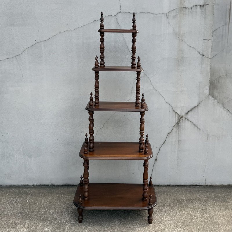 画像2: VINTAGE ANTIQUE BOOKSHELF ヴィンテージ アンティーク 棚 ブックシェルフ オープンシェルフ キャビネット 本棚 / ディスプレイ棚 飾り棚 陳列棚 収納 家具 木製 ブラウン 店舗什器 アメリカ