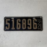 VINTAGE ANTIQUE LICENSE PLATE ヴィンテージ アンティーク ナンバープレート ライセンスプレート / インダストリアル モーター系 ガレージ ディスプレイ 車 1921年 イリノイ アメリカ