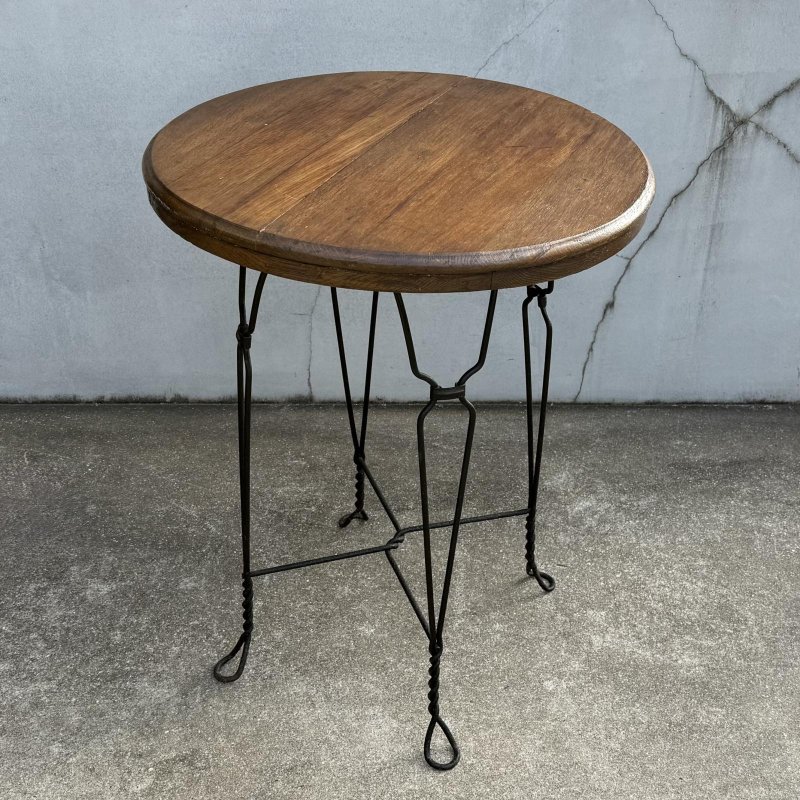 画像1: VINTAGE ANTIQUE ICE CREAM PARLOR TABLE ヴィンテージ アンティーク アイスクリームパーラーテーブル テーブル / 家具 アイアン ウッド 木製 店舗什器 アメリカ (2)