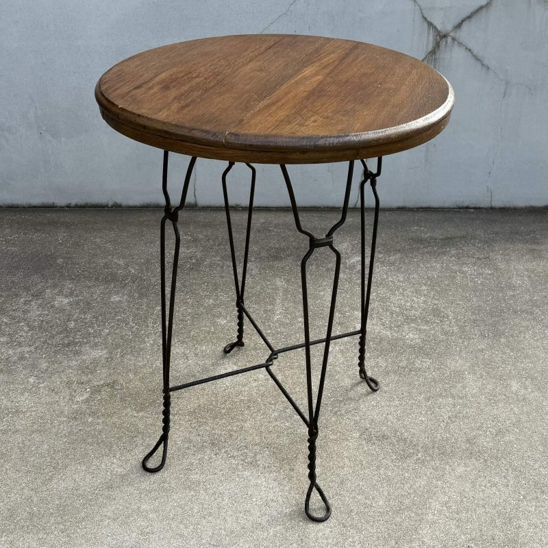 画像2: VINTAGE ANTIQUE ICE CREAM PARLOR TABLE ヴィンテージ アンティーク アイスクリームパーラーテーブル テーブル / 家具 アイアン ウッド 木製 店舗什器 アメリカ (2)