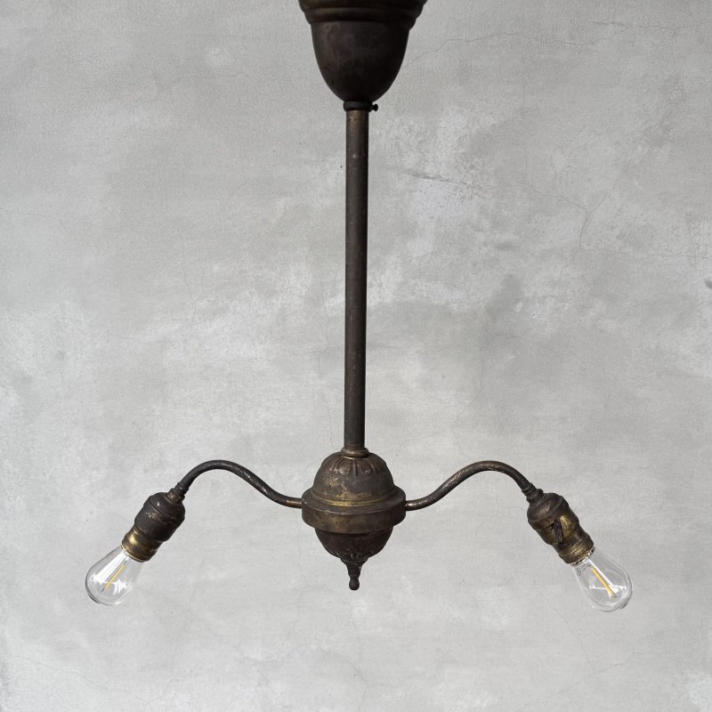 画像1: VINTAGE ANTIQUE LIGHT ヴィンテージ アンティーク 吊り下げライト 天井照明 / 2灯 コレクタブル シーリングランプ 真鍮 E26 店舗什器 アメリカ USA