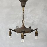 VINTAGE ANTIQUE LIGHT ヴィンテージ アンティーク シャンデリア パンライト 吊り下げライト  天井照明 / 5灯 ライト ペンダントランプ 真鍮 店舗什器 E26 アメリカ USA