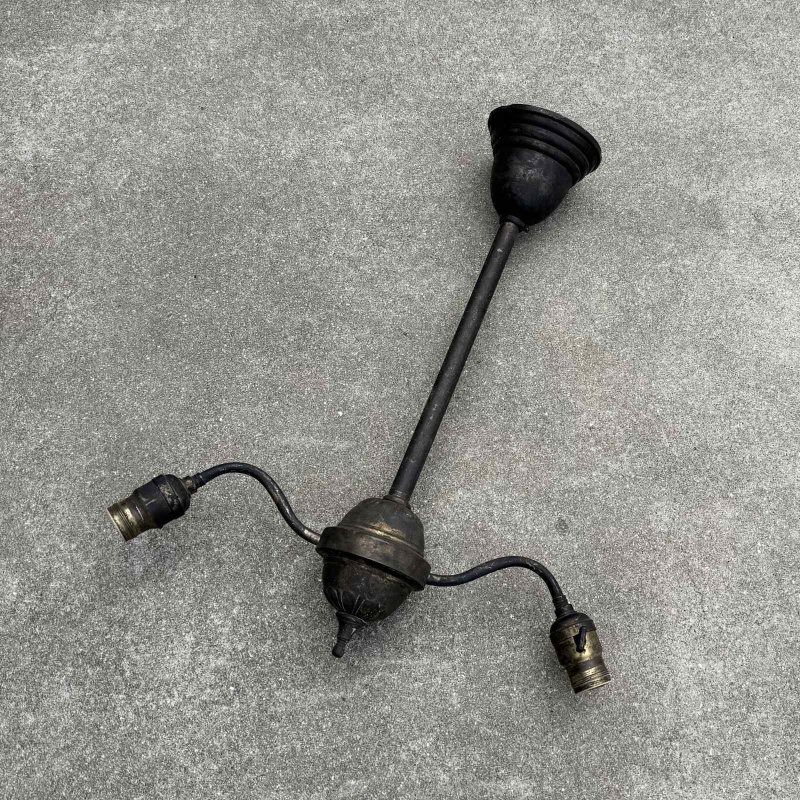 画像2: VINTAGE ANTIQUE LIGHT ヴィンテージ アンティーク 吊り下げライト 天井照明 / 2灯 コレクタブル シーリングランプ 真鍮 E26 店舗什器 アメリカ USA