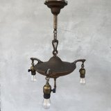 VINTAGE ANTIQUE LIGHT ヴィンテージ アンティーク シャンデリア パンライト 吊り下げライト  天井照明 / 3灯 ライト ペンダントランプ GE 真鍮 店舗什器 E26 アメリカ USA