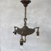 画像1: VINTAGE ANTIQUE LIGHT ヴィンテージ アンティーク シャンデリア パンライト 吊り下げライト  天井照明 / 3灯 ライト ペンダントランプ GE 真鍮 店舗什器 E26 アメリカ USA (1)