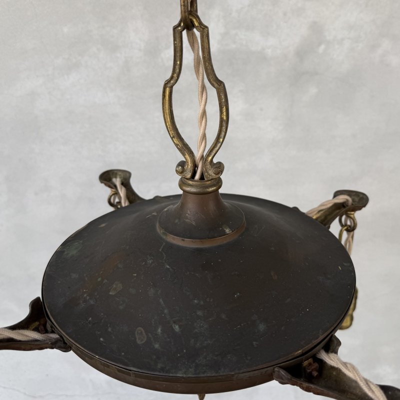画像3: VINTAGE ANTIQUE LIGHT  ヴィンテージ アンティーク シャンデリア パンライト 吊り下げライト シーリングランプ 天井照明 / 4灯 ライト ペンダントライト 真鍮 HUBBELL E26 店舗什器 アメリカ USA (4)