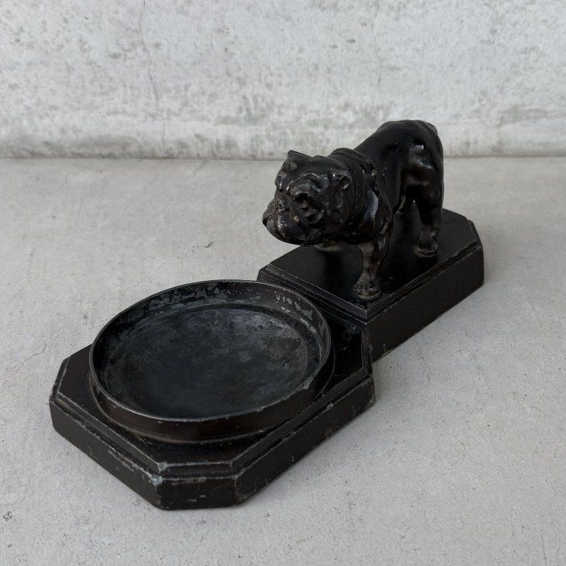 画像1: VINTAGE ANTIQUE BULLDOG FIGURE ASH TRAY ヴィンテージ アンティーク ブルドッグ アッシュトレイ 灰皿 オブジェ 置物 / コレクタブル ディスプレイ インテリア 犬 動物 鋳物 アメリカ 