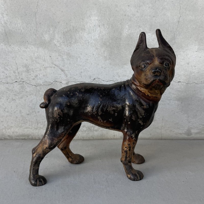 画像1: VINTAGE ANTIQUE BOSTON TERRIER DOOR STOPPER DOG ヴィンテージ アンティーク ボストンテリア ドアストッパー / コレクタブル オブジェ キャストアイアン 鋳物 置物 犬 店舗什器 アメリカ (3)