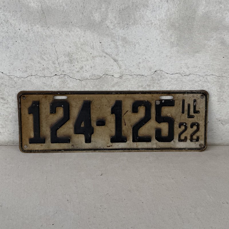 画像1: VINTAGE ANTIQUE LICENSE PLATE ヴィンテージ アンティーク ナンバープレート ライセンスプレート / インダストリアル モーター系 ガレージ ディスプレイ 車 1922年 イリノイ アメリカ