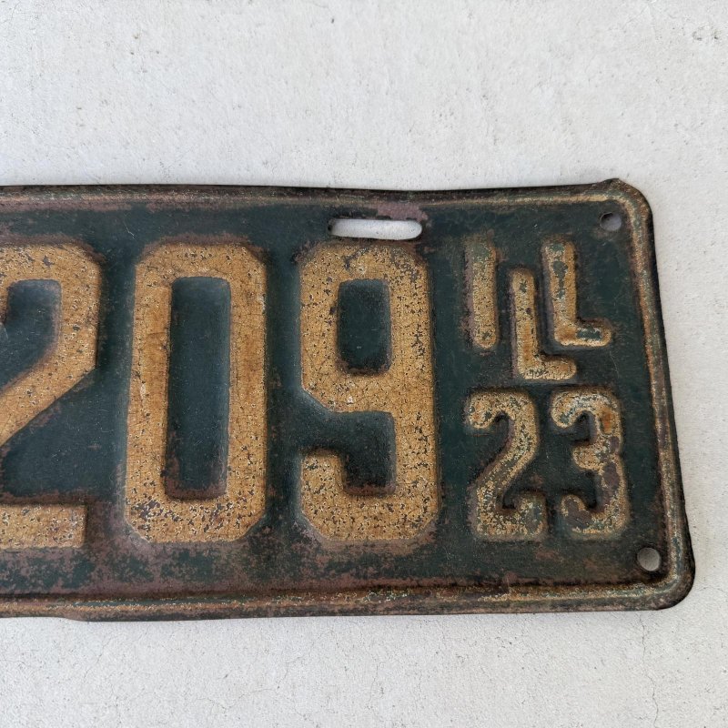 画像7: VINTAGE ANTIQUE LICENSE PLATE ヴィンテージ アンティーク ナンバープレート ライセンスプレート / インダストリアル モーター系 ガレージ ディスプレイ 車 1923年 イリノイ アメリカ