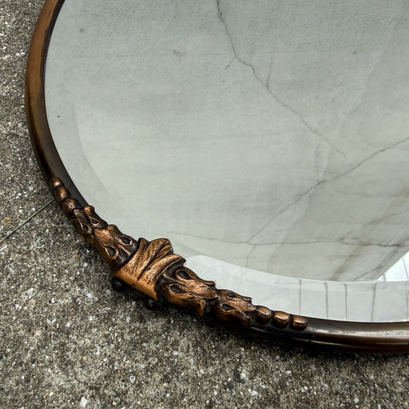画像5: VINTAGE ANTIQUE WALL MIRROR JAPANNED ヴィンテージ アンティーク 鏡 ミラー ジャパンフィニッシュ 壁掛けミラー ウォールミラー / ジャパンカラー 楕円形 インテリア 店舗什器 アメリカ 