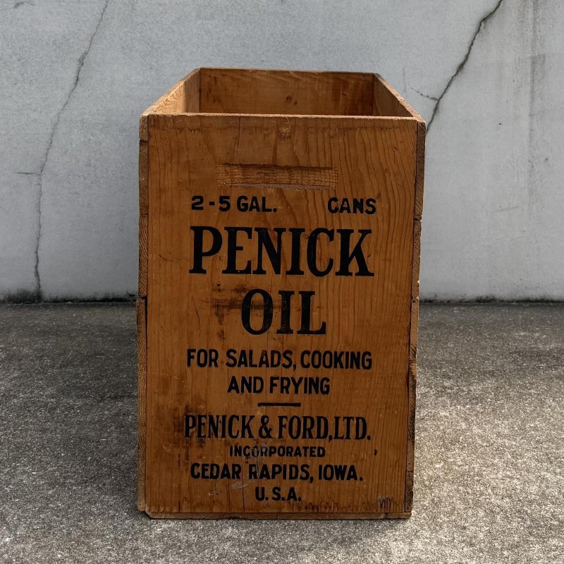 画像3: VINTAGE ANTIQUE WOOD CRATE WOODEN BOX PENICK OIL ヴィンテージ アンティーク ウッドボックス 木箱 / コレクタブル 収納 ケース オイル アドバタイジング 企業物 店舗什器 アメリカ (2)