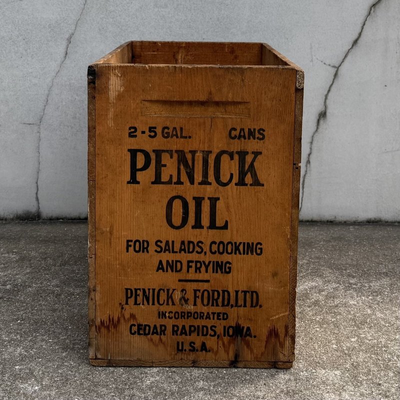 画像3: VINTAGE ANTIQUE WOOD CRATE WOODEN BOX PENICK OIL ヴィンテージ アンティーク ウッドボックス 木箱 / コレクタブル 収納 ケース オイル アドバタイジング 企業物 店舗什器 アメリカ (1)