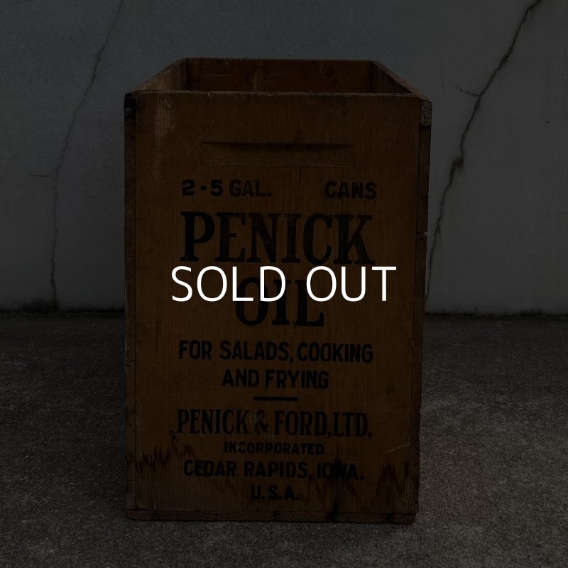 画像3: VINTAGE ANTIQUE WOOD CRATE WOODEN BOX PENICK OIL ヴィンテージ アンティーク ウッドボックス 木箱 / コレクタブル 収納 ケース オイル アドバタイジング 企業物 店舗什器 アメリカ (1)