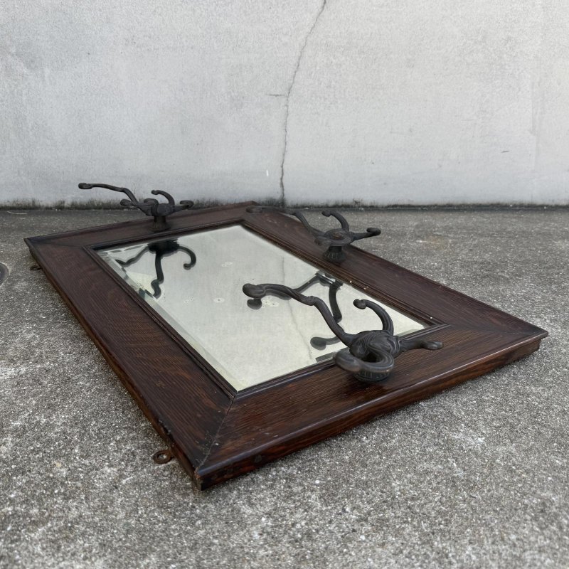 画像5: VINTAGE ANTIQUE WALL MIRROR  HAT RACK ヴィンテージ アンティーク 鏡 ミラー  壁掛けミラー ウォールミラー ハットラック / フック付き インテリア ウッド 木製 店舗什器 アメリカ 