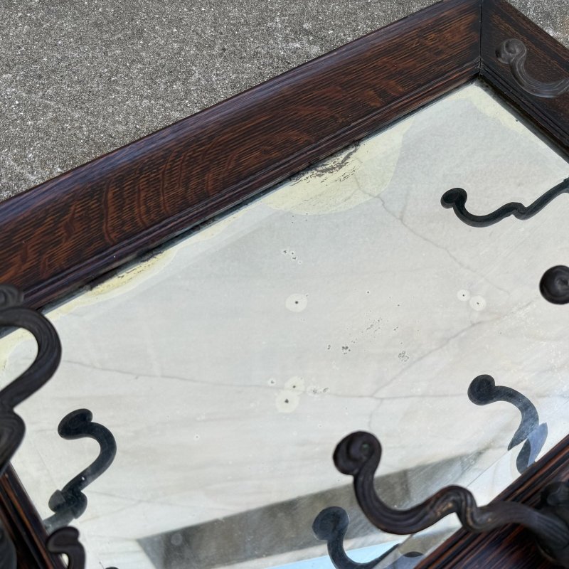 画像6: VINTAGE ANTIQUE WALL MIRROR  HAT RACK ヴィンテージ アンティーク 鏡 ミラー  壁掛けミラー ウォールミラー ハットラック / フック付き インテリア ウッド 木製 店舗什器 アメリカ 