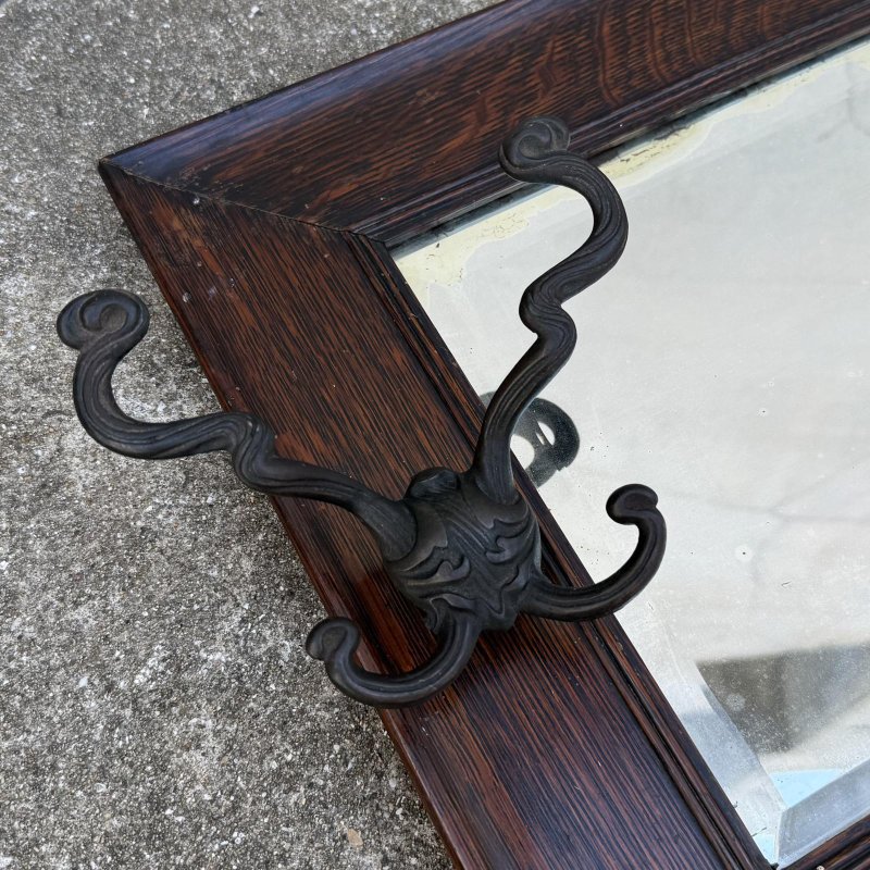画像7: VINTAGE ANTIQUE WALL MIRROR  HAT RACK ヴィンテージ アンティーク 鏡 ミラー  壁掛けミラー ウォールミラー ハットラック / フック付き インテリア ウッド 木製 店舗什器 アメリカ 