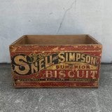 VINTAGE ANTIQUE WOOD CRATE WOODEN BOX SNELL&SIMPSON BISCUIT CO ヴィンテージ アンティーク ウッドボックス 木箱 / コレクタブル 収納 ケース ビスケット アドバタイジング 企業物 店舗什器 アメリカ