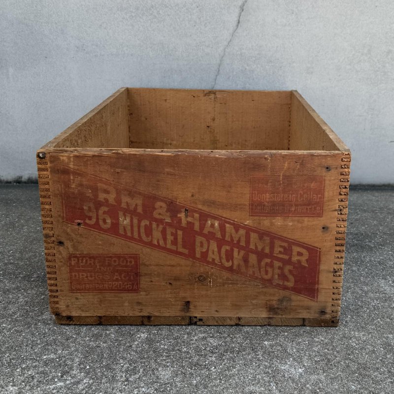 画像4: VINTAGE ANTIQUE WOOD CRATE WOODEN BOX ARM&HAMMER ヴィンテージ アンティーク ウッドボックス 木箱 / コレクタブル 収納 ケース アドバタイジング 企業物 店舗什器 アメリカ (2)