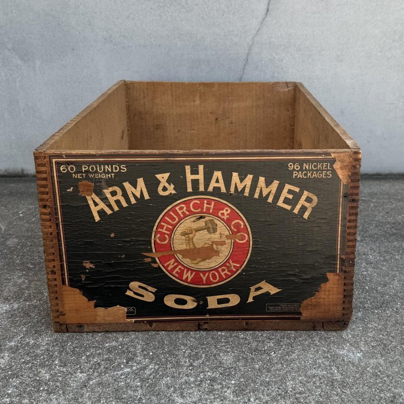 画像2: VINTAGE ANTIQUE WOOD CRATE WOODEN BOX ARM&HAMMER ヴィンテージ アンティーク ウッドボックス 木箱 / コレクタブル 収納 ケース アドバタイジング 企業物 店舗什器 アメリカ (2)
