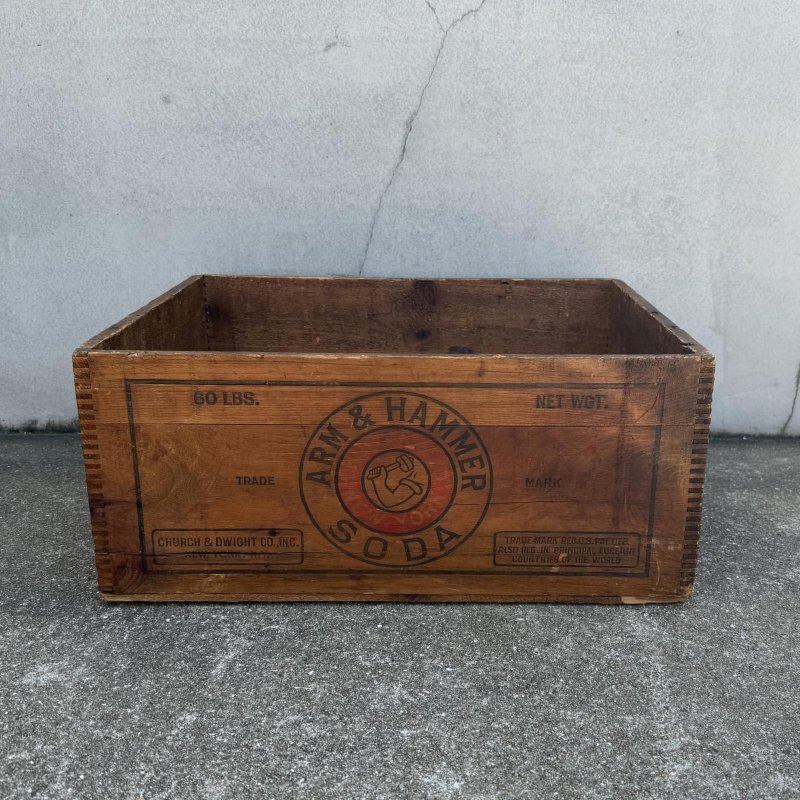 画像1: VINTAGE ANTIQUE WOOD CRATE WOODEN BOX ARM&HAMMER ヴィンテージ アンティーク ウッドボックス 木箱 / コレクタブル 収納 ケース アドバタイジング 企業物 店舗什器 アメリカ
