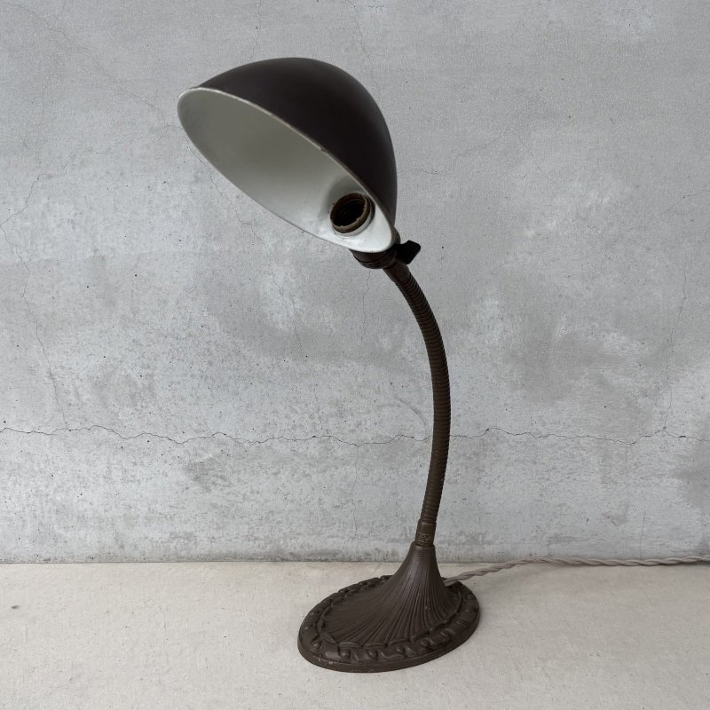 画像1: VINTAGE ANTIQUE DESKLAMP ALADDIN ヴィンテージ アンティーク デスクランプ スタンドライト 卓上ライト テーブルランプ 照明 / グースネック アイアン E26 店舗什器 アメリカ (3)