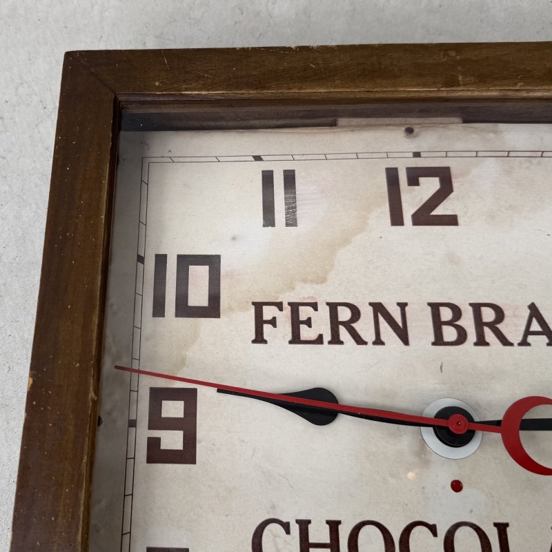 画像9: VINTAGE ANTIQUE WALL CLOCK FERN BRAND CHOCOLATES SESSIONS ヴィンテージ アンティーク ウォールクロック セッション 壁掛け時計 /  ウッド 木製 四角形 アドバタイジング 企業物 店舗什器 アメリカ