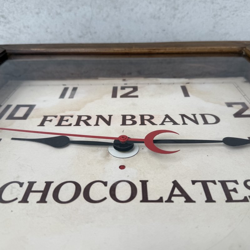 画像7: VINTAGE ANTIQUE WALL CLOCK FERN BRAND CHOCOLATES SESSIONS ヴィンテージ アンティーク ウォールクロック セッション 壁掛け時計 /  ウッド 木製 四角形 アドバタイジング 企業物 店舗什器 アメリカ