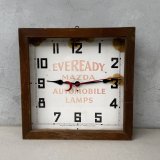 VINTAGE ANTIQUE WALL CLOCK MAZDA SESSIONS ヴィンテージ アンティーク ウォールクロック マツダ セッション 壁掛け時計 /  ウッド 木製 四角形 アドバタイジング 企業物 店舗什器 アメリカ