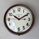 VINTAGE ANTIQUE WALL CLOCK GENERAL ELECRIC TELECHRON ヴィンテージ アンティーク ウォールクロック ゼネラルエレクトリック GE テレクロン 壁掛け時計 / スクールクロック ベークライト 丸型 茶色 店舗什器 アメリカ