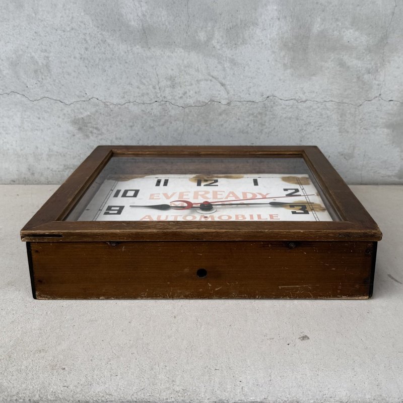 画像3: VINTAGE ANTIQUE WALL CLOCK MAZDA SESSIONS ヴィンテージ アンティーク ウォールクロック マツダ セッション 壁掛け時計 /  ウッド 木製 四角形 アドバタイジング 企業物 店舗什器 アメリカ