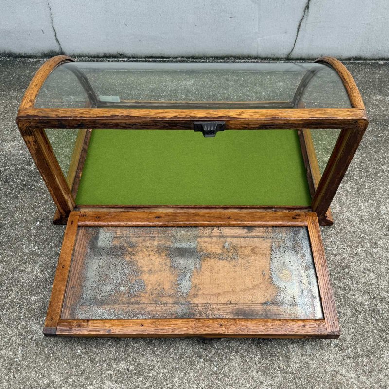 画像6: VINTAGE ANTIQUE CURVED GLASS SHOWCASE ヴィンテージアンティーク カーブガラス ショーケース ガラスケース / ディスプレイケース ラウンドガラス カウンターケース ウッド 木製 店舗什器 アメリカ
