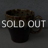 VINTAGE ANTIQUE POTTERY MUGCUP ヴィンテージ アンティーク マグカップ ブラウンドリップグレーズ コップ 食器 陶器 / コーヒーカップ ブラウン 茶色 カフェ 喫茶店 店舗什器 アメリカ g