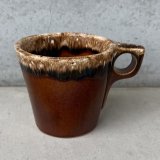VINTAGE ANTIQUE HULL POTTERY MUGCUP ヴィンテージ アンティーク ハル マグカップ ブラウンドリップ コップ 食器 陶器 / コーヒーカップ  ブラウン 茶色 カフェ 喫茶店 店舗什器 アメリカ i