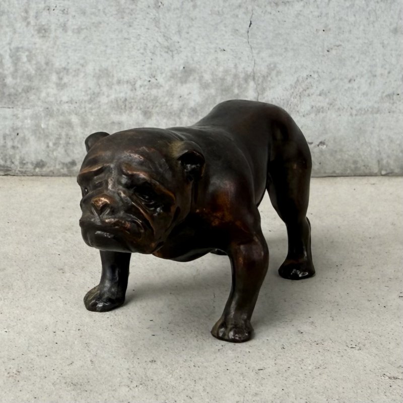 画像1: VINTAGE ANTIQUE BULLDOG FIGURE  ヴィンテージ アンティーク ブルドッグ オブジェ 置物  / コレクタブル ディスプレイ ペーパーウェイト 犬 動物 鋳物 アメリカ 