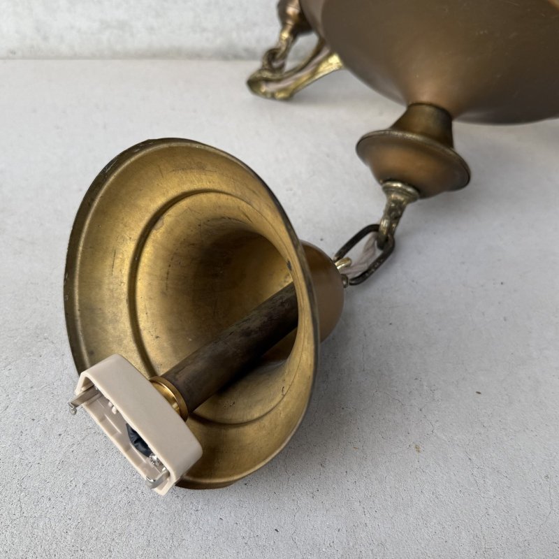 画像10: VINTAGE ANTIQUE LIGHT ヴィンテージ アンティーク シャンデリア パンライト 吊り下げライト  天井照明 / 3灯 ライト ペンダントランプ 真鍮 店舗什器 E26 アメリカ USA (2)