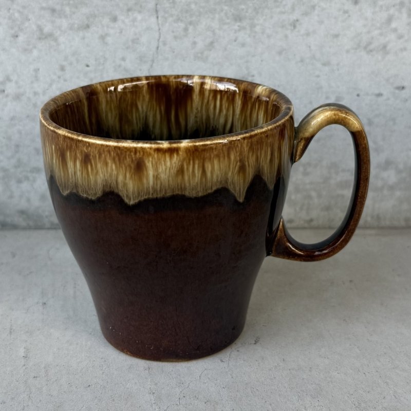 画像1: VINTAGE ANTIQUE POTTERY MUGCUP ヴィンテージ アンティーク マグカップ ブラウンドリップグレーズ コップ 食器 陶器 / コーヒーカップ ブラウン 茶色 カフェ 喫茶店 店舗什器 アメリカ o
