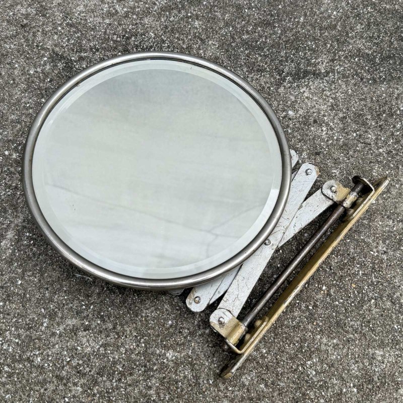 画像3: VINTAGE ANTIQUE SHAVING MIRROR SCISSOR ARM ヴィンテージ アンティーク 鏡 ウォールミラー シェービングミラー シザーアーム 壁付けミラー / インテリア 雑貨 店舗什器 美容室 アメリカ