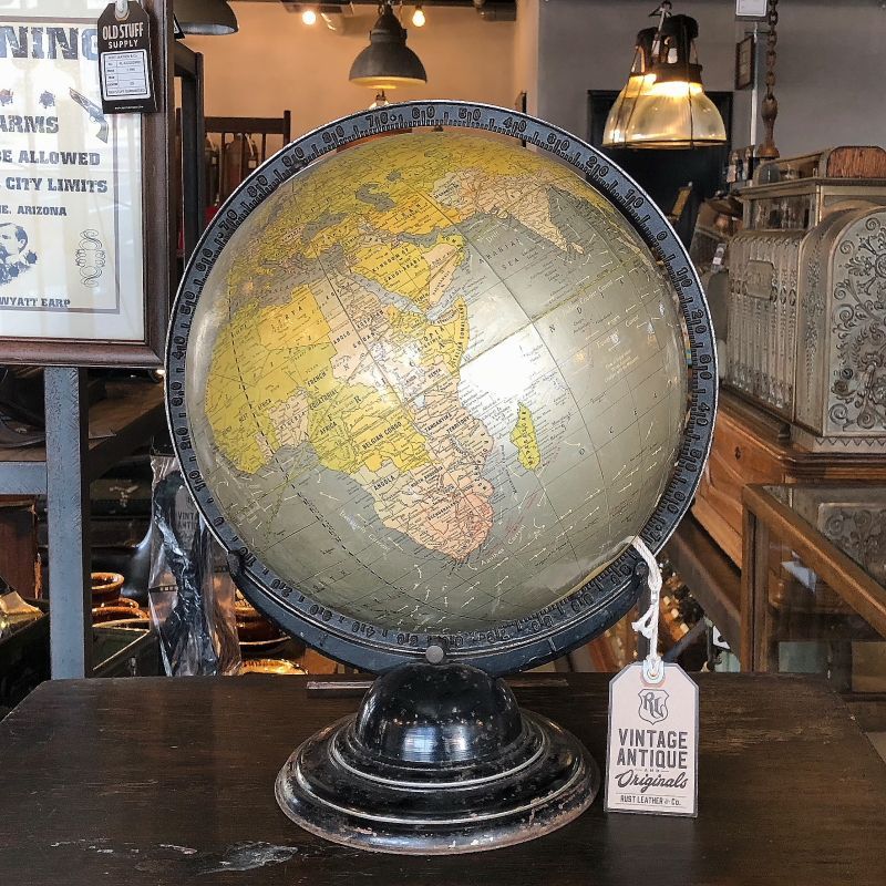 VINATGE CRAM�S GLOBE ヴィンテージ 地球儀 アメリカ / グローブ オブジェ インテリア RUST LEATHER