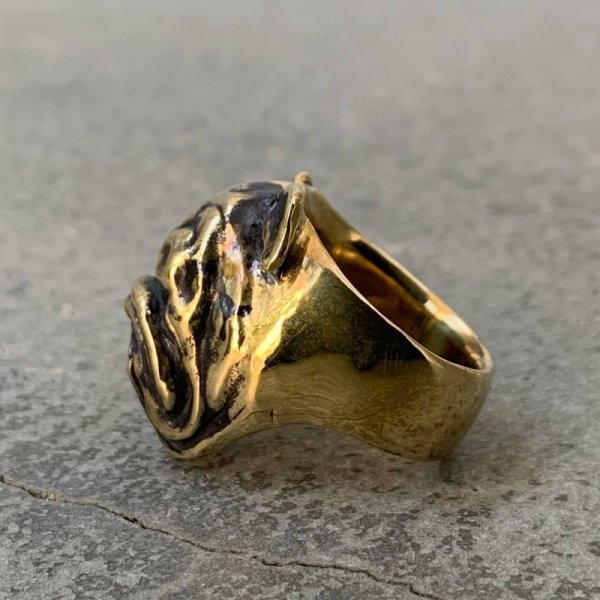 画像2: RUST LEATHER BULLDOG BOSS RING ラストレザー オリジナル ブルドッグ リング ブラス ソリッドブラス 真鍮 指輪 (2)