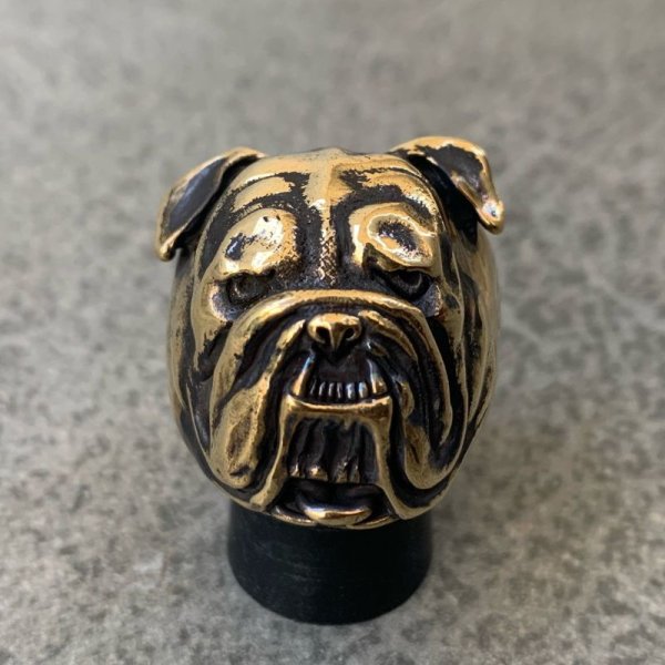 画像1: RUST LEATHER BULLDOG BOSS RING ラストレザー オリジナル ブルドッグ リング ブラス ソリッドブラス 真鍮 指輪 (1)