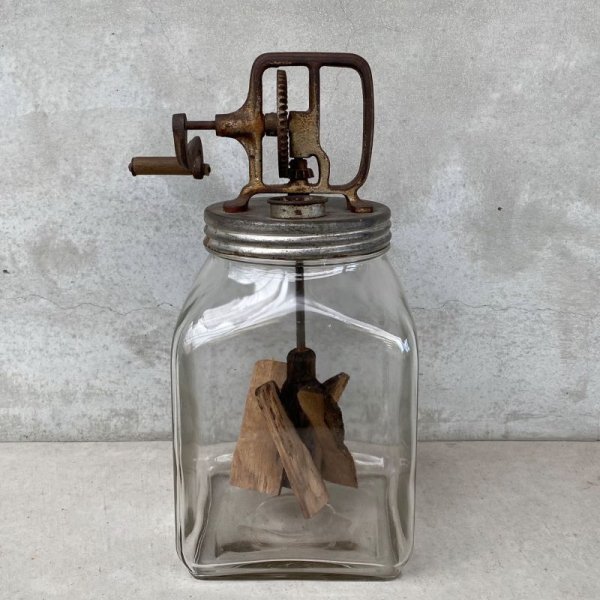画像4: VINTAGE ANTIQUE BUTTER CHURN ヴィンテージ アンティーク バターチャーン ガラス 瓶 アメリカ / 発酵バター キッチン インテリア 店舗什器 (4)