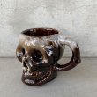 画像1: VINTAGE SKULL MUG ヴィンテージ スカル ドクロ マグカップ JAPAN / 陶器 ブラウン コレクタブル (1)