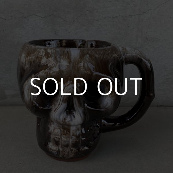 画像2: VINTAGE SKULL MUG ヴィンテージ スカル ドクロ マグカップ JAPAN / 陶器 ブラウン コレクタブル (2)