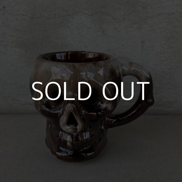 画像2: VINTAGE SKULL MUG ヴィンテージ スカル ドクロ マグカップ JAPAN / 陶器 ブラウン コレクタブル (2)