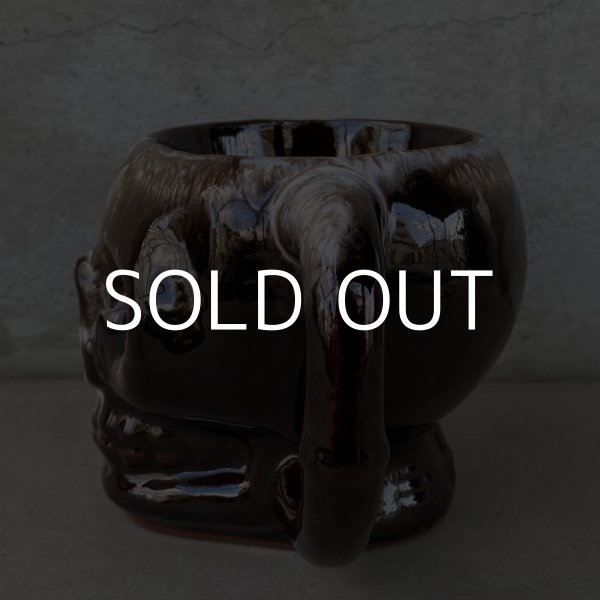 画像5: VINTAGE SKULL MUG ヴィンテージ スカル ドクロ マグカップ JAPAN / 陶器 ブラウン コレクタブル (5)