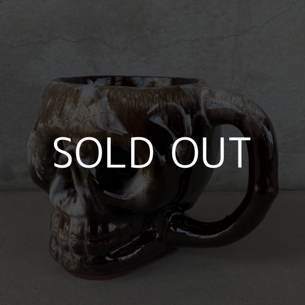 画像1: VINTAGE SKULL MUG ヴィンテージ スカル ドクロ マグカップ JAPAN / 陶器 ブラウン コレクタブル (1)