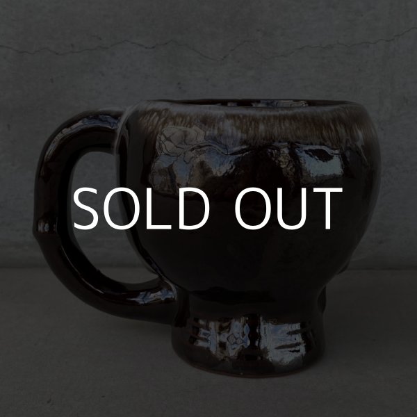 画像3: VINTAGE SKULL MUG ヴィンテージ スカル ドクロ マグカップ JAPAN / 陶器 ブラウン コレクタブル (3)